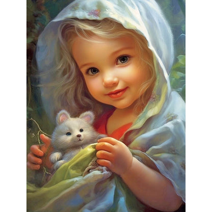 Diamond Painting - Full Round - curly hair big eyed girl (30*40CM)