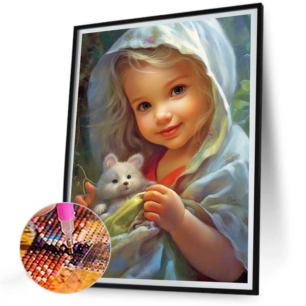 Diamond Painting - Full Round - curly hair big eyed girl (30*40CM)