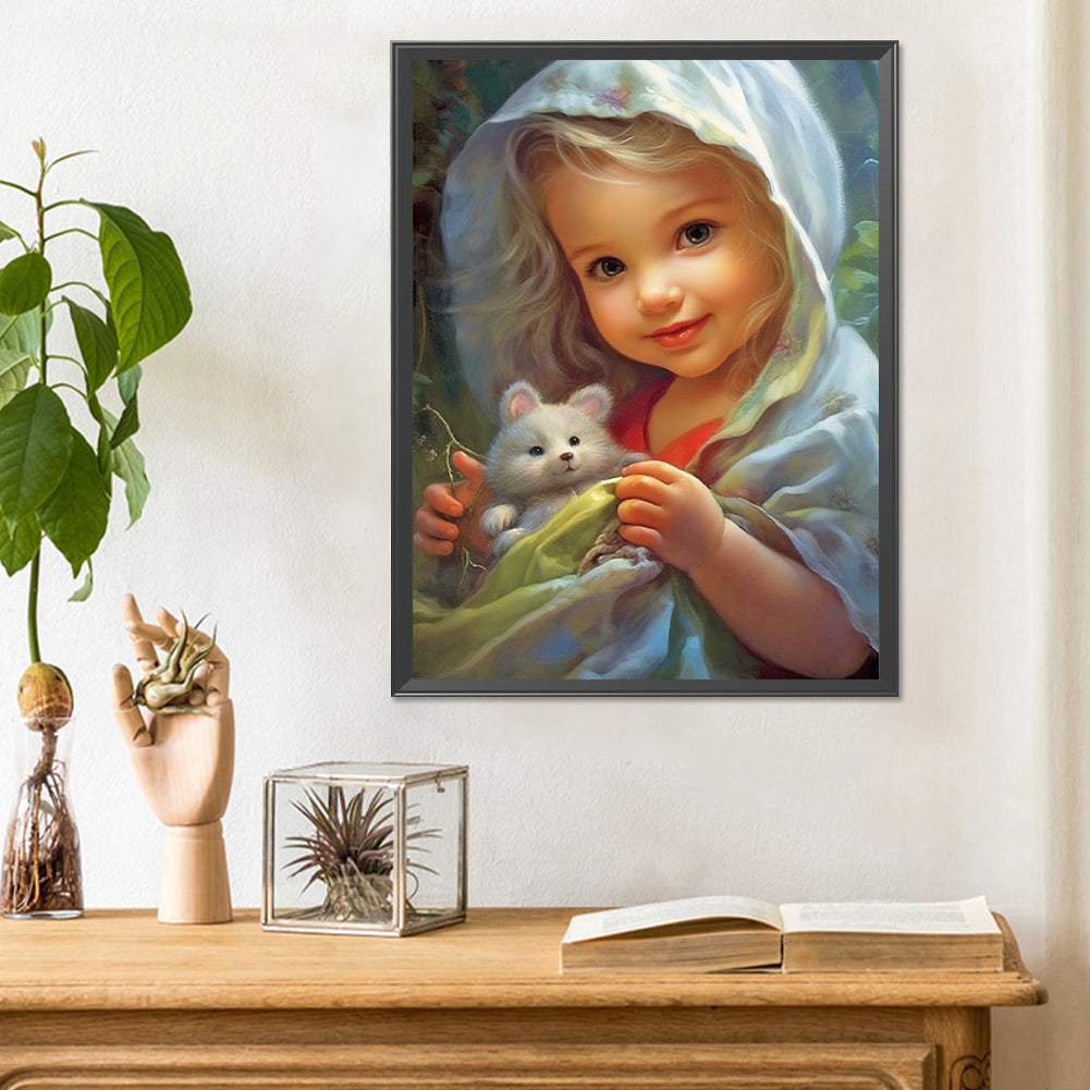 Diamond Painting - Full Round - curly hair big eyed girl (30*40CM)