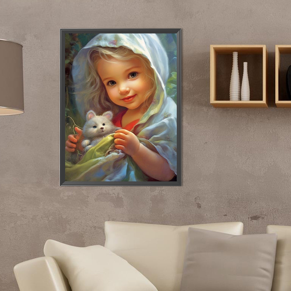 Diamond Painting - Full Round - curly hair big eyed girl (30*40CM)
