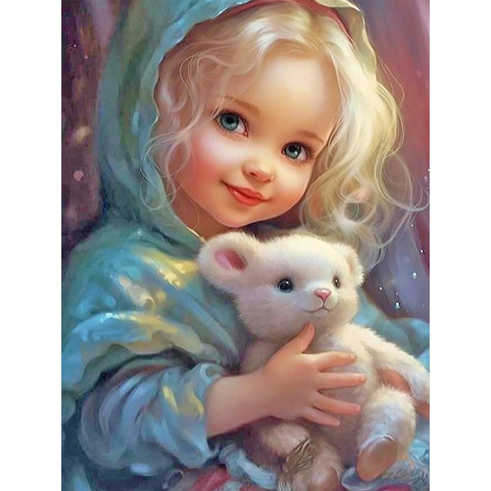 Diamond Painting - Full Round - curly hair big eyed girl (30*40CM)
