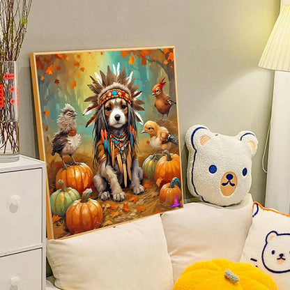 Diamond Painting - Full Round - Forest animals-puppies (40*40CM)
