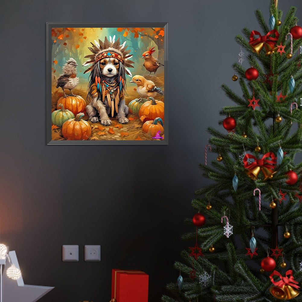 Diamond Painting - Full Round - Forest animals-puppies (40*40CM)