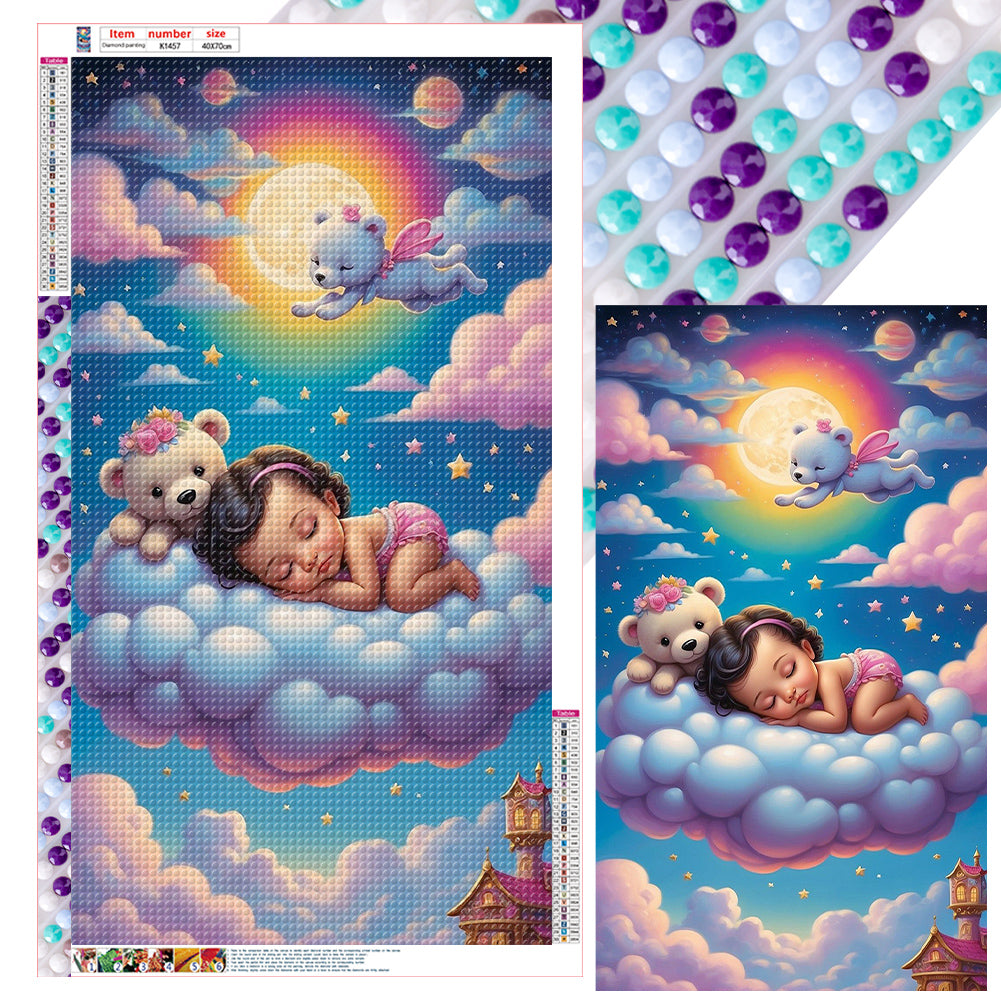 Diamond Painting - Full Round - doll sleeping on clouds (40*70CM)