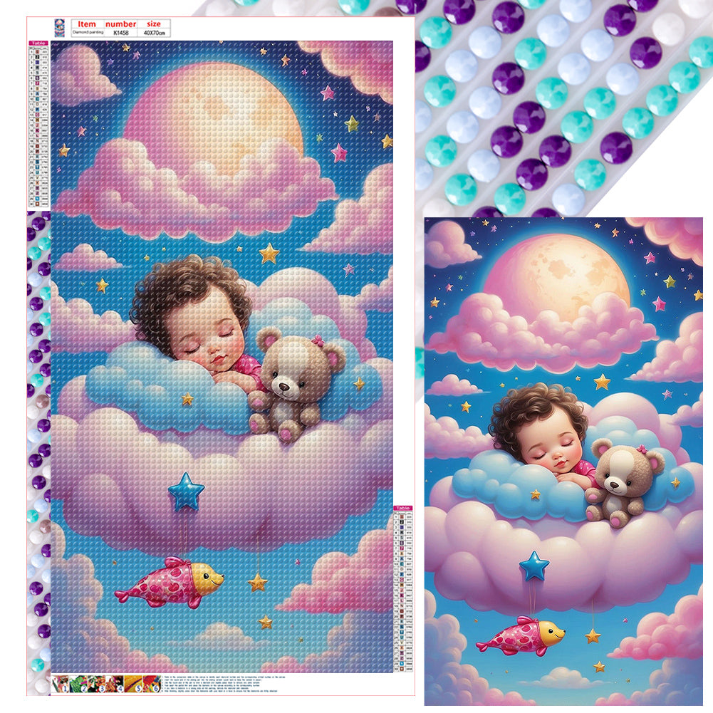 Diamond Painting - Full Round - doll sleeping on clouds (40*70CM)