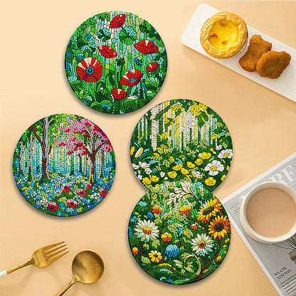 4 Pcs Mandala Acrylic Diamond Painted Placemat Eco-Friendly Placemat with Holder