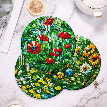 4 Pcs Mandala Acrylic Diamond Painted Placemat Eco-Friendly Placemat with Holder