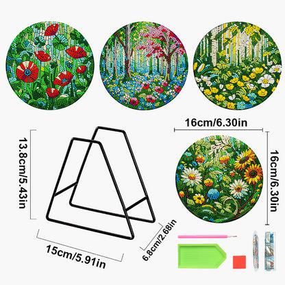 4 Pcs Mandala Acrylic Diamond Painted Placemat Eco-Friendly Placemat with Holder