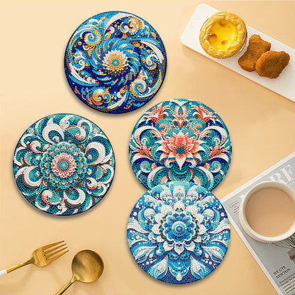 4 Pcs Mandala Acrylic Diamond Painted Placemat Eco-Friendly Placemat with Holder