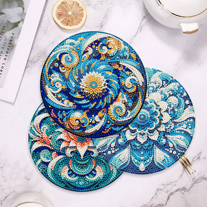 4 Pcs Mandala Acrylic Diamond Painted Placemat Eco-Friendly Placemat with Holder
