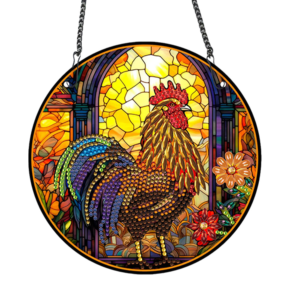 Acrylic Rooster Single-Sided Crystal Hanging Home Wall Decor for Home Wall Decor