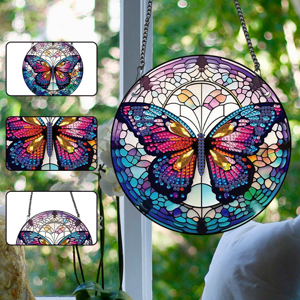 Acrylic Butterfly Single-Sided Diamond Painting Hanging Pendant for Wall Decor