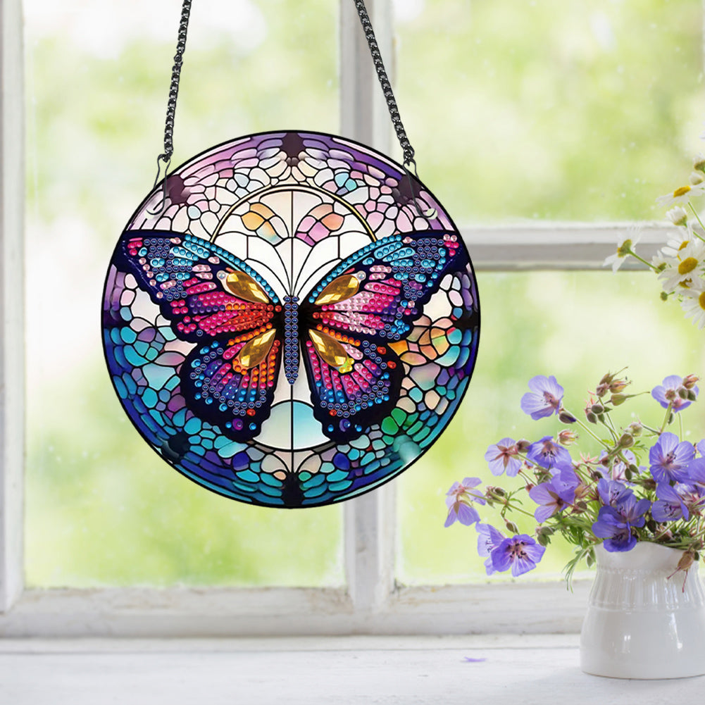 Acrylic Butterfly Single-Sided Diamond Painting Hanging Pendant for Wall Decor