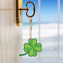 Load image into Gallery viewer, 8 Pcs St. Patricks Day Shamrock Double Sided Diamond Painting Keychain Pendant
