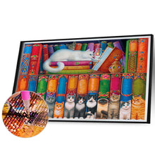 Load image into Gallery viewer, AB Diamond Painting - Full Round - Cats and books (70*50CM)
