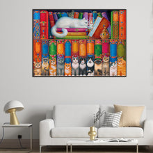 Load image into Gallery viewer, AB Diamond Painting - Full Round - Cats and books (70*50CM)
