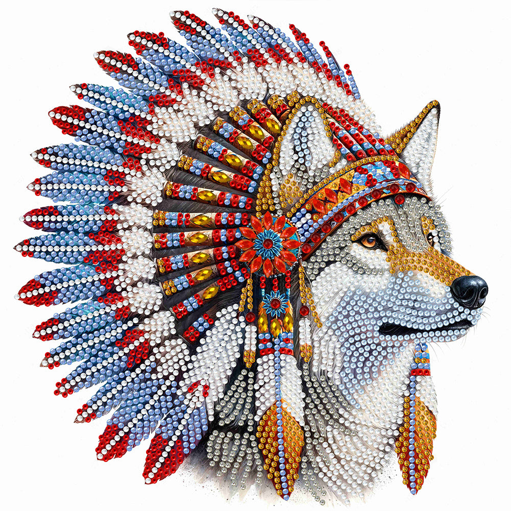 Diamond Painting - Partial Special Shaped - indian wolf (30*30CM)