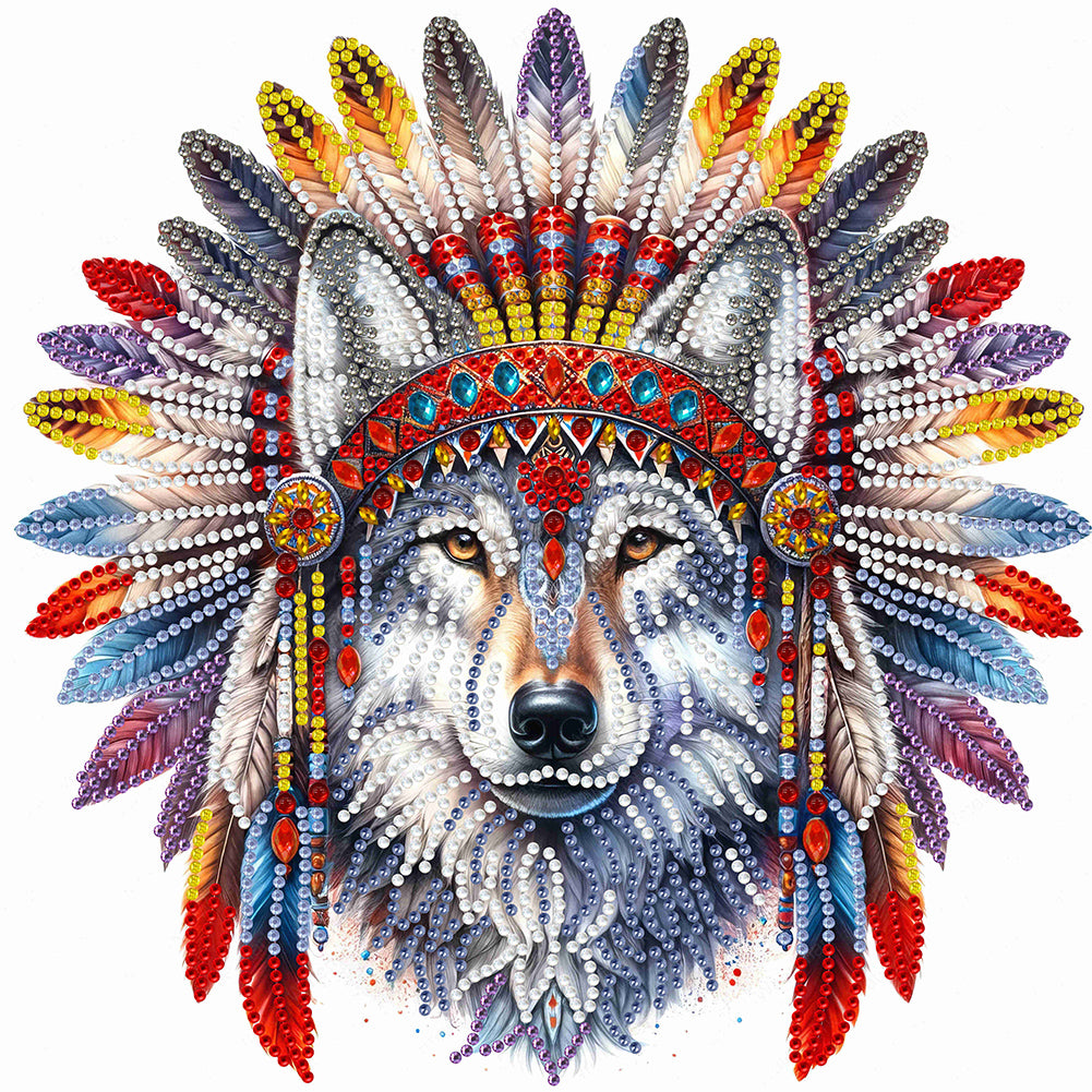 Diamond Painting - Partial Special Shaped - indian wolf (30*30CM)