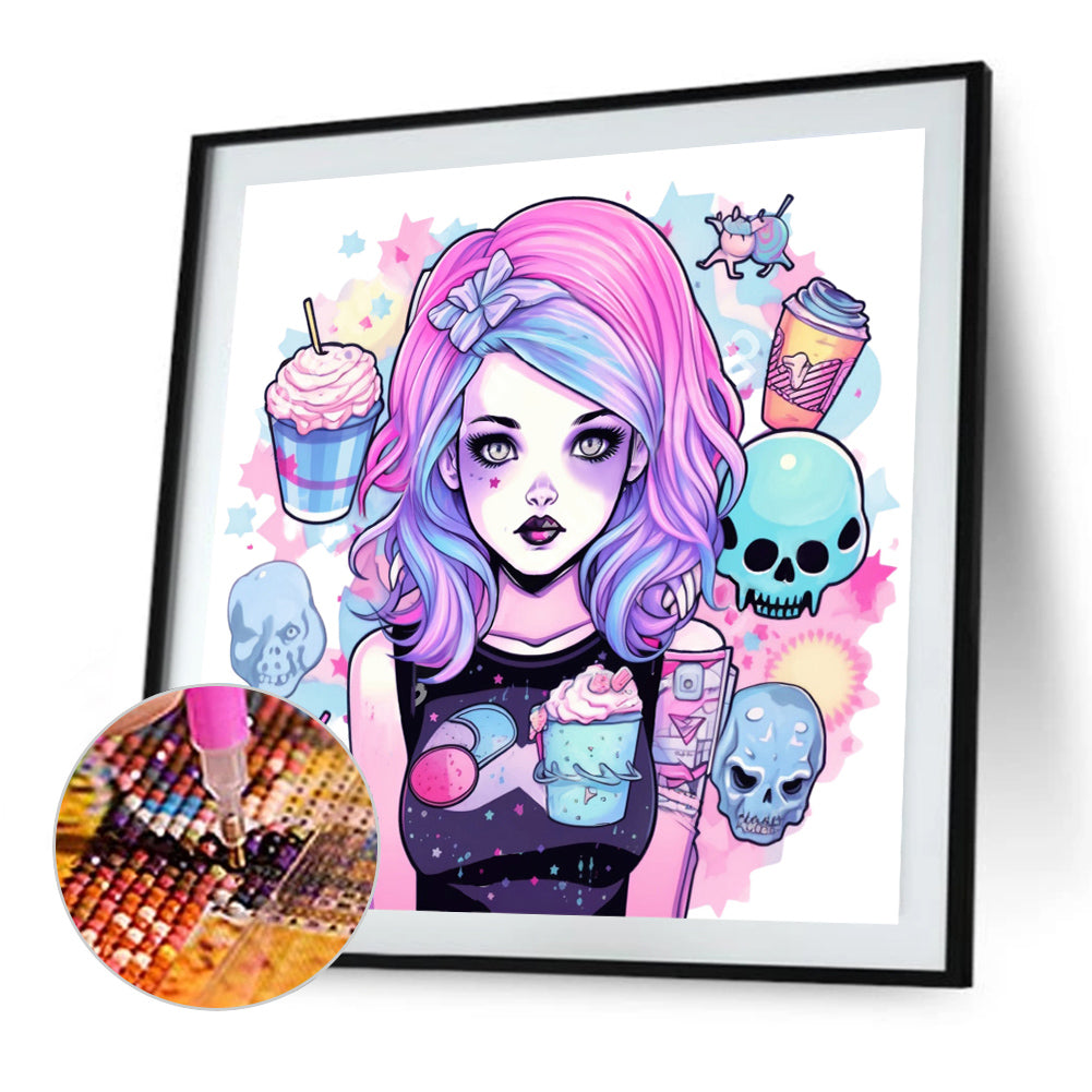 AB Diamond Painting - Full Round - modern girl (40*40CM)
