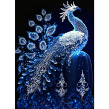 Load image into Gallery viewer, AB Diamond Painting - Full Round - blue crystal peacock (40*55CM)
