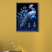 Load image into Gallery viewer, AB Diamond Painting - Full Round - blue crystal peacock (40*55CM)
