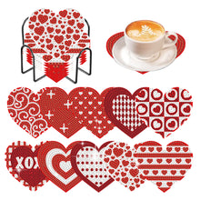 Load image into Gallery viewer, 10 Pcs Wooden Heart Succulent Plant Diamond Painting Art Coaster Kit with Holder
