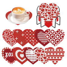 Load image into Gallery viewer, 10 Pcs Wooden Heart Succulent Plant Diamond Painting Art Coaster Kit with Holder
