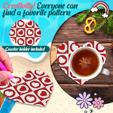 Load image into Gallery viewer, 10 Pcs Wooden Heart Succulent Plant Diamond Painting Art Coaster Kit with Holder
