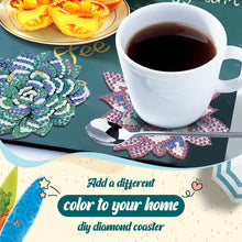 Load image into Gallery viewer, 10 Pcs Wooden Heart Succulent Plant Diamond Painting Art Coaster Kit with Holder
