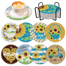 Load image into Gallery viewer, 8 Pcs Wooden Sunflower Animal Diamond Painting Art Coasters for Beginners Adults
