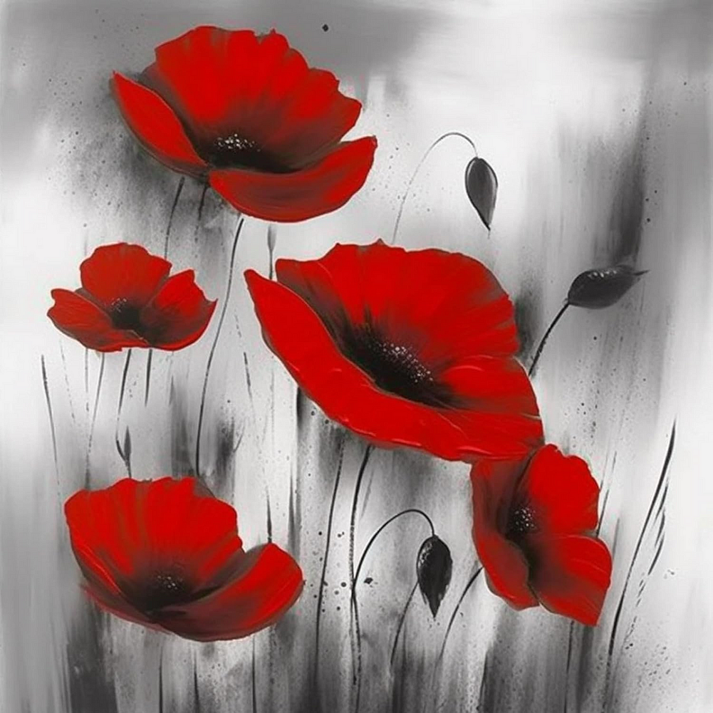 Diamond Painting - Full Round - poppy flower (30*30CM)