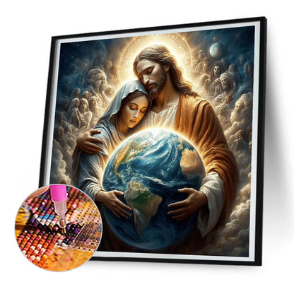 Diamond Painting - Full Round - Jesus and the Virgin (30*30CM)