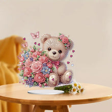 Load image into Gallery viewer, Acrylic Diamond Painting Desktop Decoration for Office Desktop Decor (Rose Bear)
