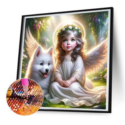 Diamond Painting - Full Round - angel and wolf (30*30CM)
