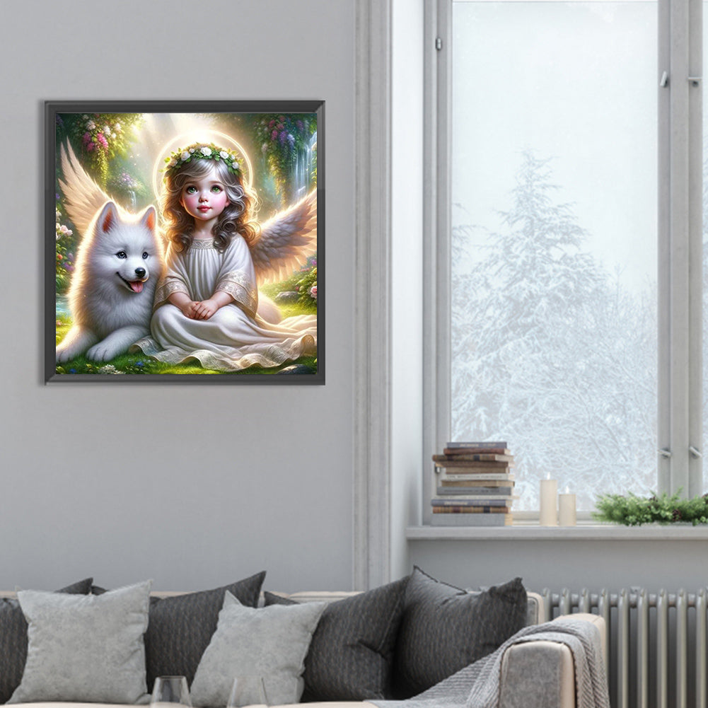 Diamond Painting - Full Round - angel and wolf (30*30CM)