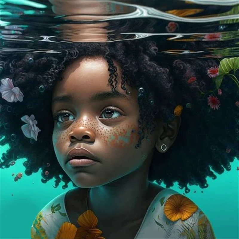Diamond Painting - Full Round - black girl (30*30CM)