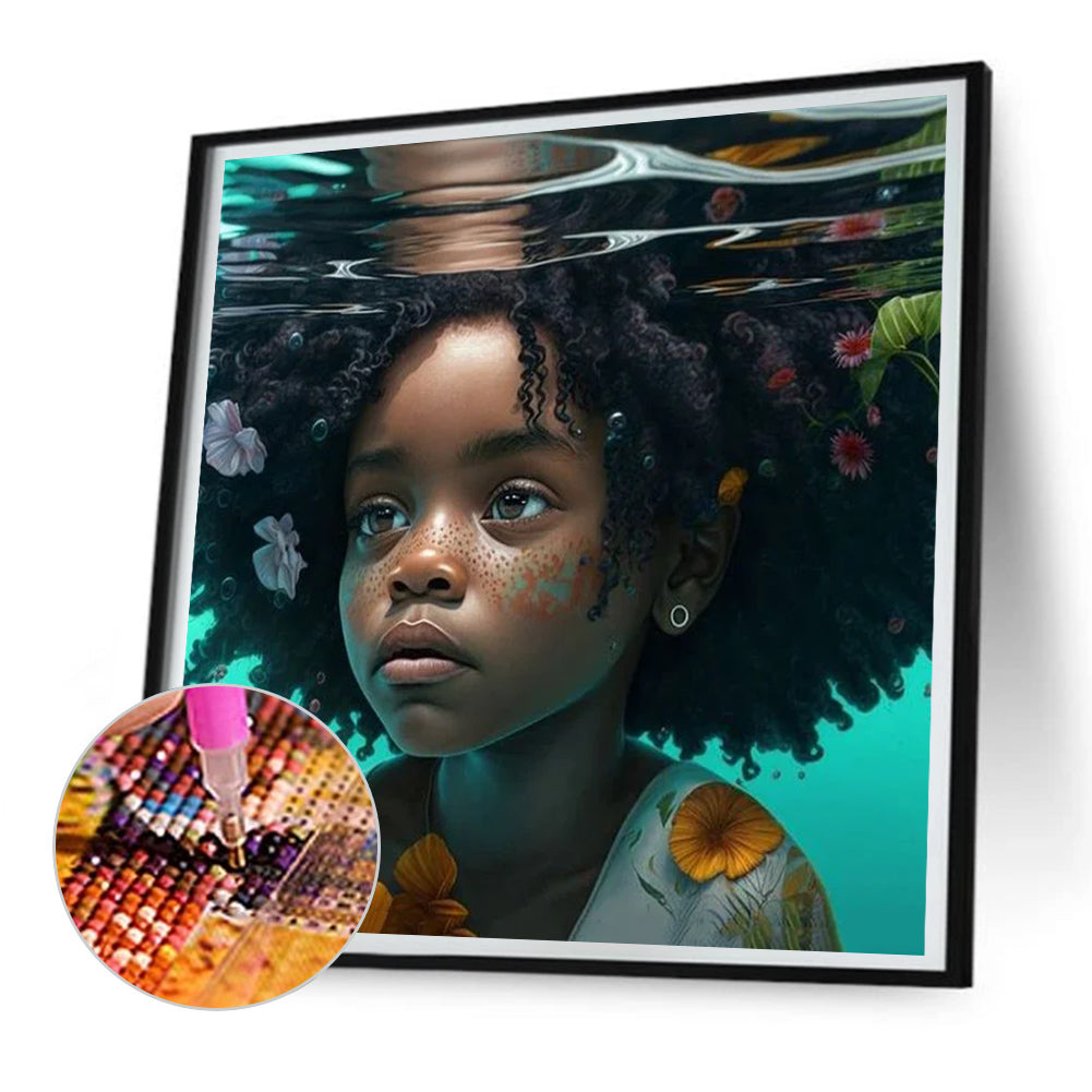 Diamond Painting - Full Round - black girl (30*30CM)