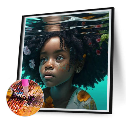 Diamond Painting - Full Round - black girl (30*30CM)