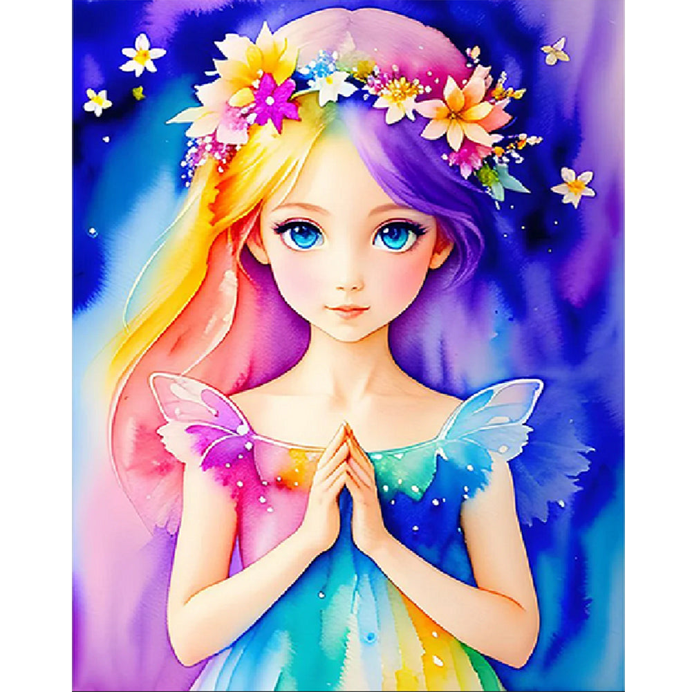 Diamond Painting - Full Round - girl praying devoutly (40*50CM)