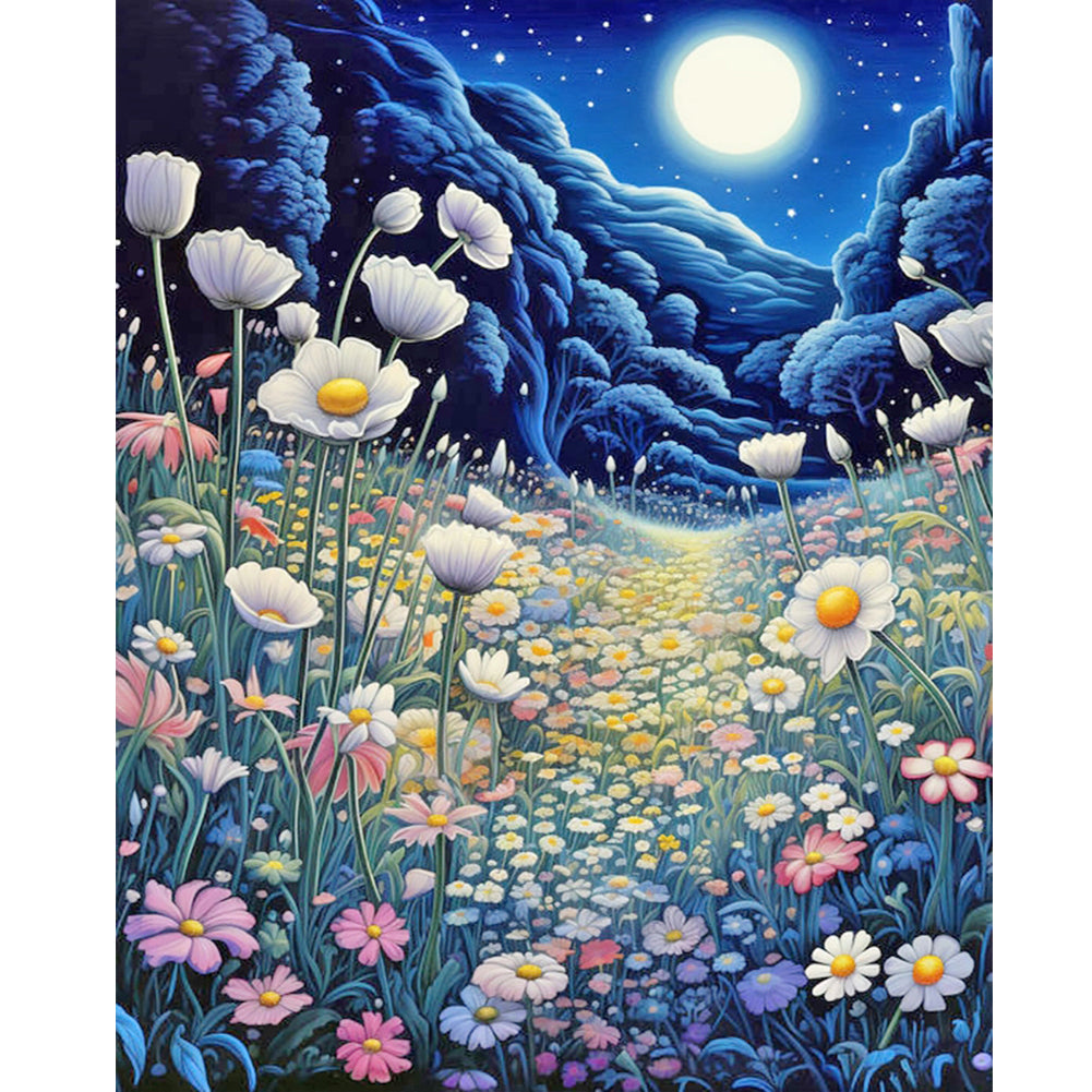 Diamond Painting - Full Round - Late night mountain wildflowers (40*50CM)