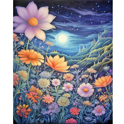 Diamond Painting - Full Round - Late night mountain wildflowers (40*50CM)