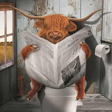 Load image into Gallery viewer, Diamond Painting - Full Round - Scottish highland cow baby reading newspaper (30*30CM)
