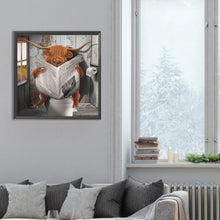 Load image into Gallery viewer, Diamond Painting - Full Round - Scottish highland cow baby reading newspaper (30*30CM)

