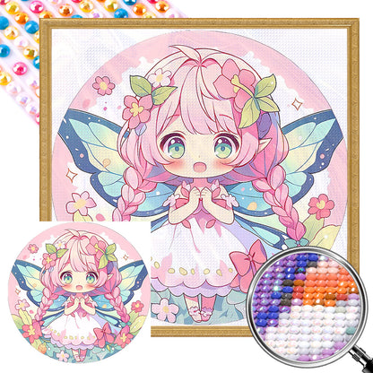 AB Diamond Painting - Full Round - pink hair cartoon girl (40*40CM)