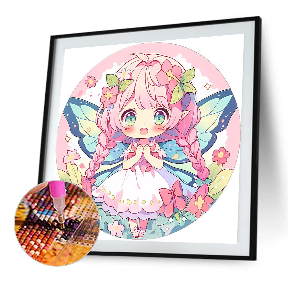 AB Diamond Painting - Full Round - pink hair cartoon girl (40*40CM)