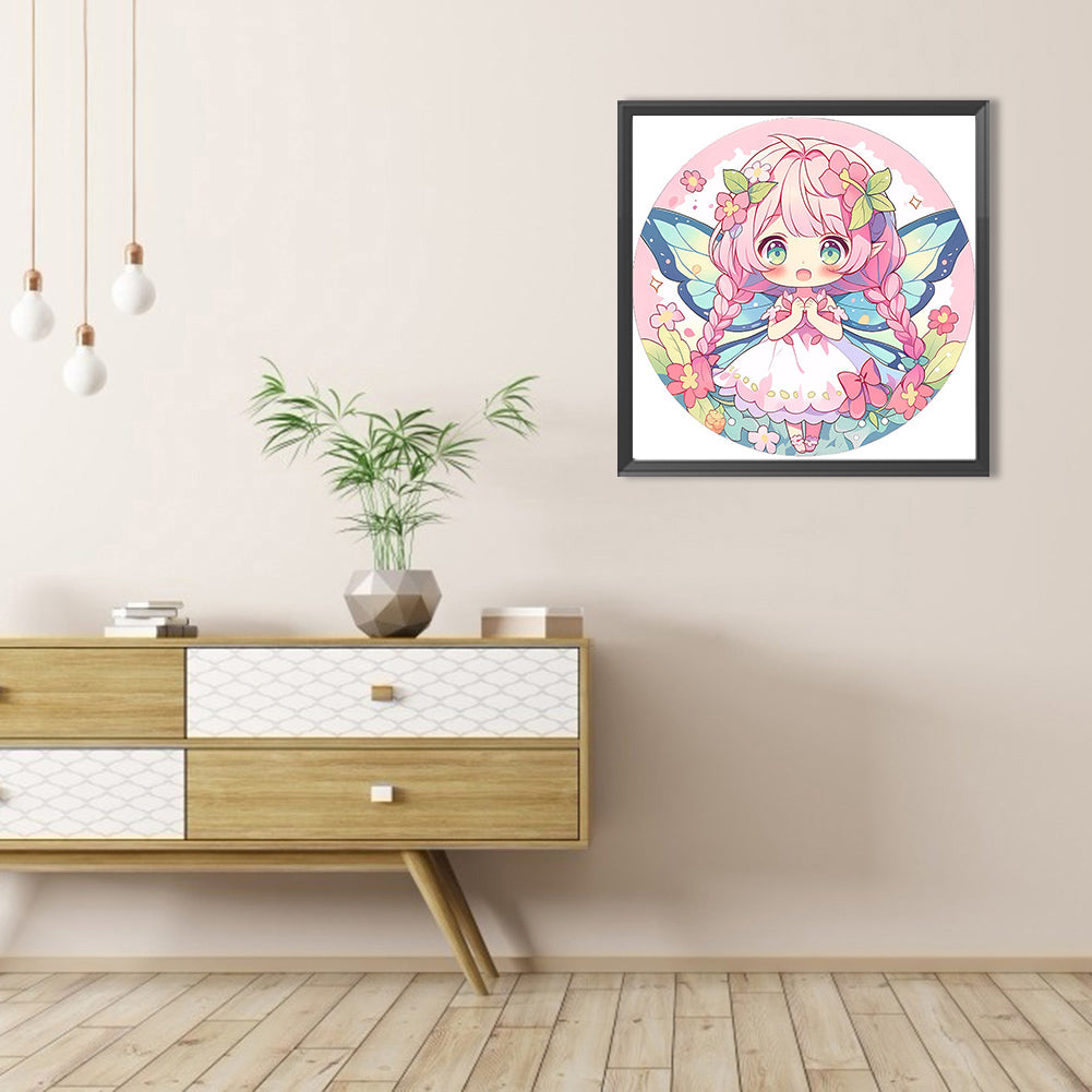 AB Diamond Painting - Full Round - pink hair cartoon girl (40*40CM)