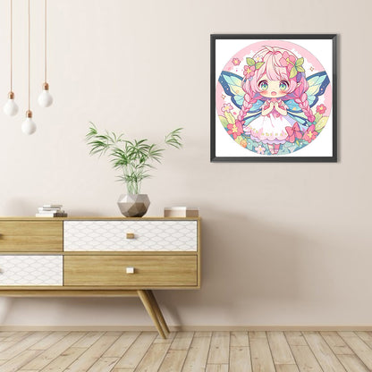 AB Diamond Painting - Full Round - pink hair cartoon girl (40*40CM)