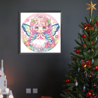 AB Diamond Painting - Full Round - pink hair cartoon girl (40*40CM)