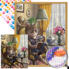 Load image into Gallery viewer, AB Diamond Painting - Full Round - cat reading book (40*50CM)
