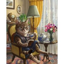Load image into Gallery viewer, AB Diamond Painting - Full Round - cat reading book (40*50CM)
